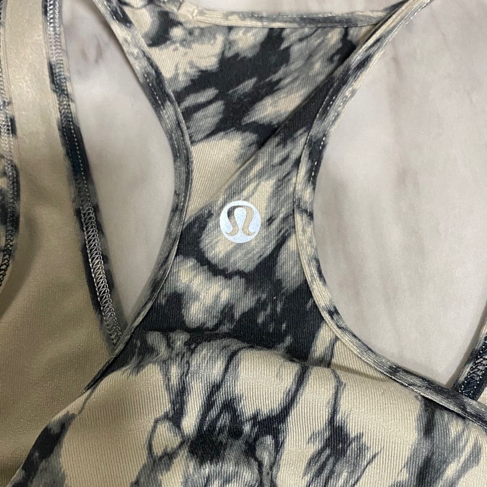 Lululemon Cool Racerback Tank Great Granite Black Mojave Tan Size 4 Long Luon - Picture 9 of 11